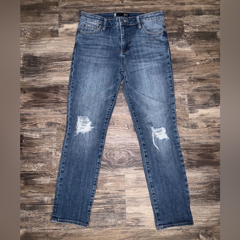 Kut Catherine High-Rise Boyfriend Distressed Jeans Size 6